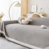 Scratch Resistant Solid Color Furry Balls Sofa Cover