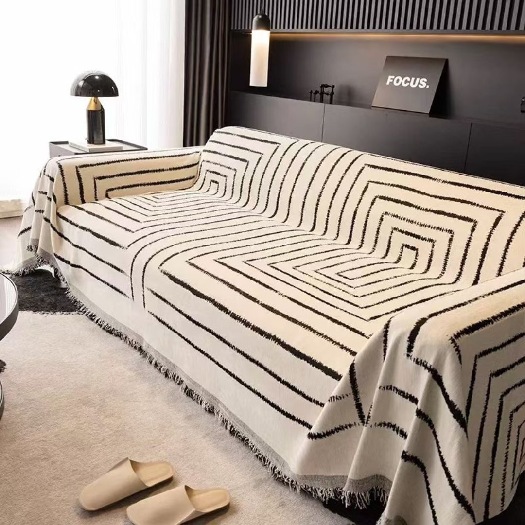 Scratch Resistant Square Print Sofa Cover