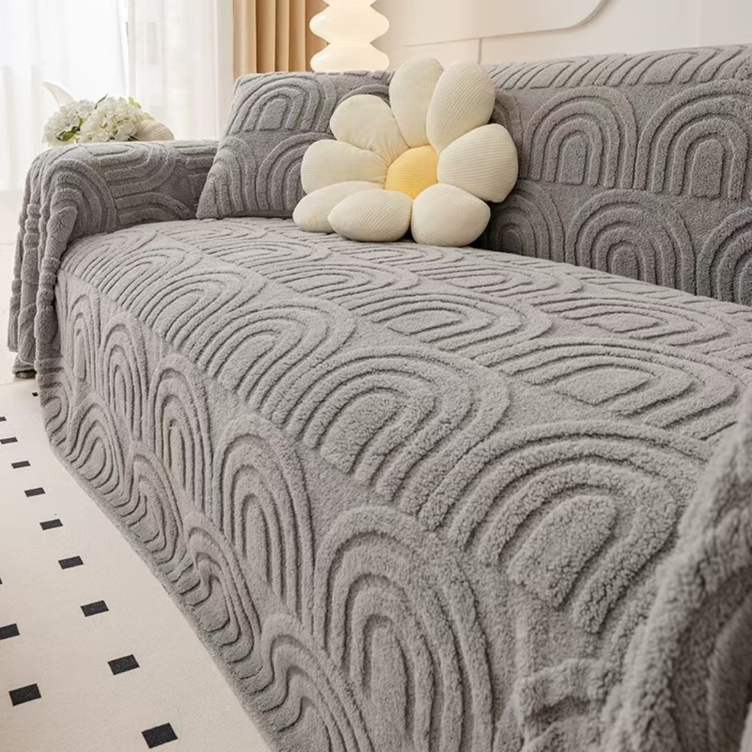 Scratch Resistant Arched Plush Sofa Cover