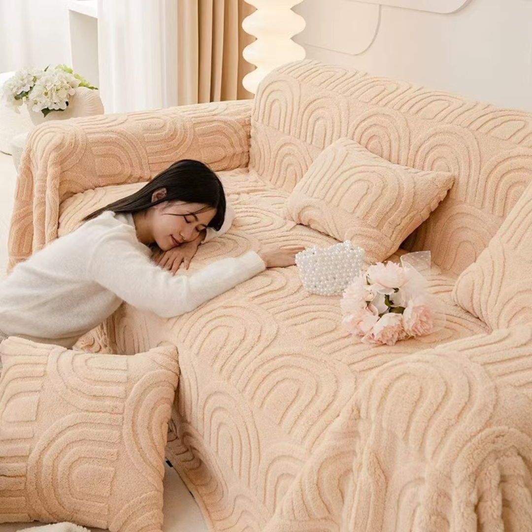 Scratch Resistant Arched Plush Sofa Cover