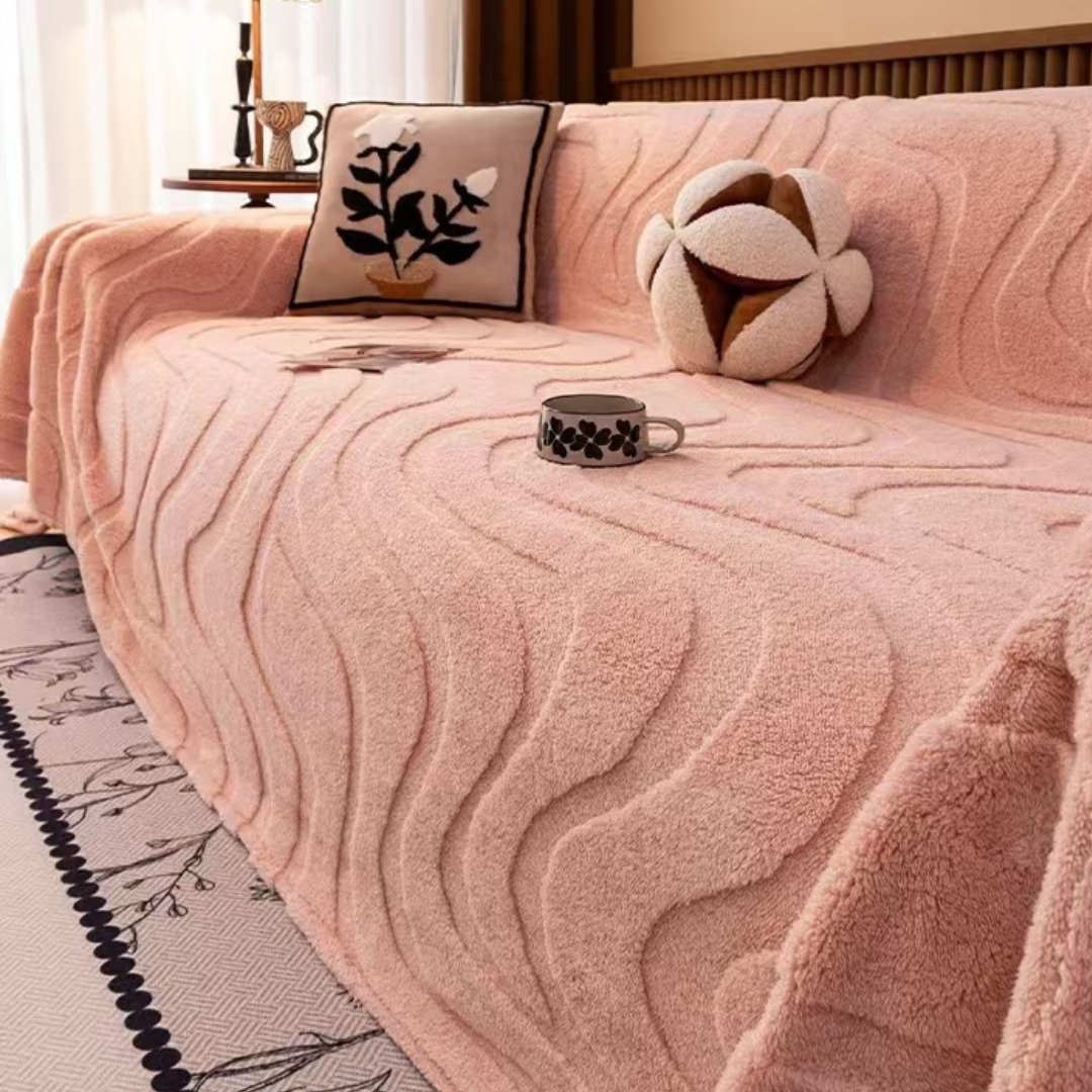 Scratch Resistant Geographical Plush Sofa Cover